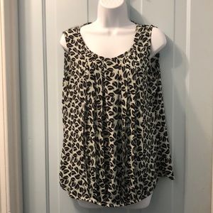 Loft blouse S black leaf design